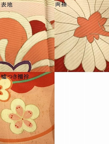 平和屋着物●アンティーク　大正ロマン　訪問着　駒刺繍　舞花文　金彩　正絹　逸品　AABI1960fy_8