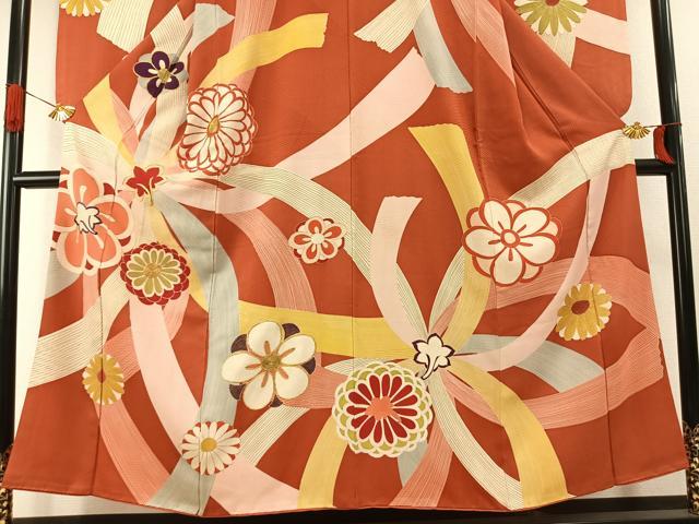 平和屋着物●アンティーク　大正ロマン　訪問着　駒刺繍　舞花文　金彩　正絹　逸品　AABI1960fy_2