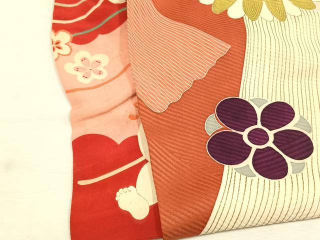 平和屋着物●アンティーク　大正ロマン　訪問着　駒刺繍　舞花文　金彩　正絹　逸品　AABI1960fy_7