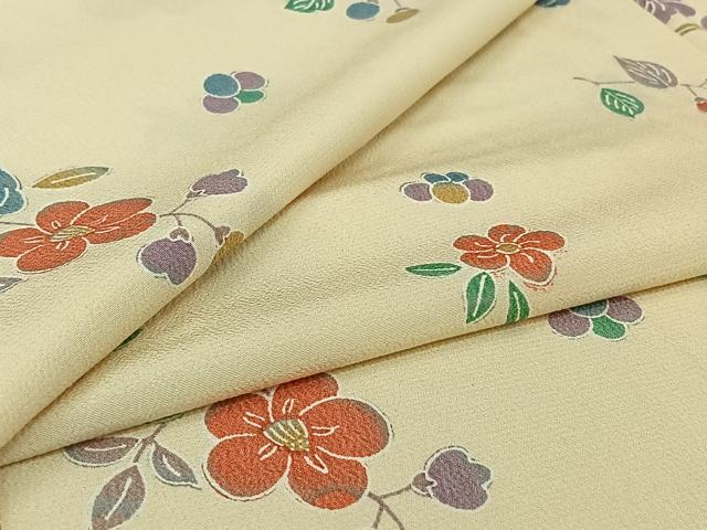 平和屋着物▽上質な小紋　単衣　草花文　正絹　逸品　AABI2139jh 25,012円