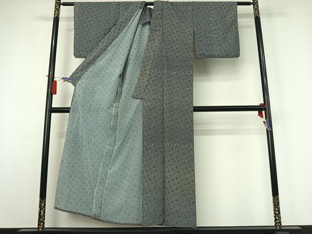 平和屋着物▽上質な小紋　単衣　格子花文　正絹　逸品　AABI2153jh_2