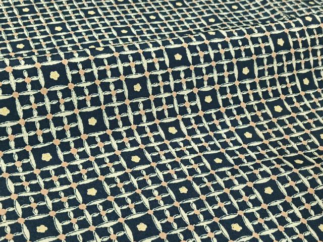 平和屋着物▽上質な小紋　単衣　格子花文　正絹　逸品　AABI2153jh_5
