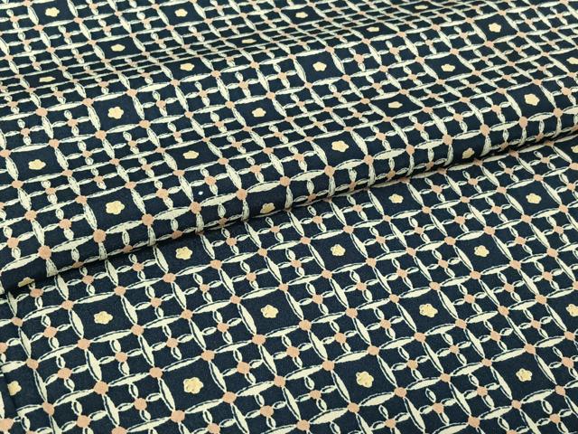 平和屋着物▽上質な小紋　単衣　格子花文　正絹　逸品　AABI2153jh_4