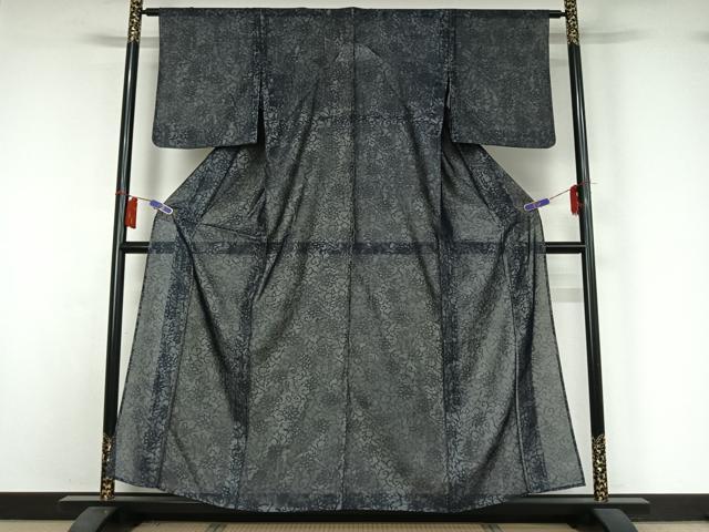 平和屋着物▽上質な小紋　無双　紗袷　紗×紗　花唐草文　正絹　逸品　AABI2166jh_1