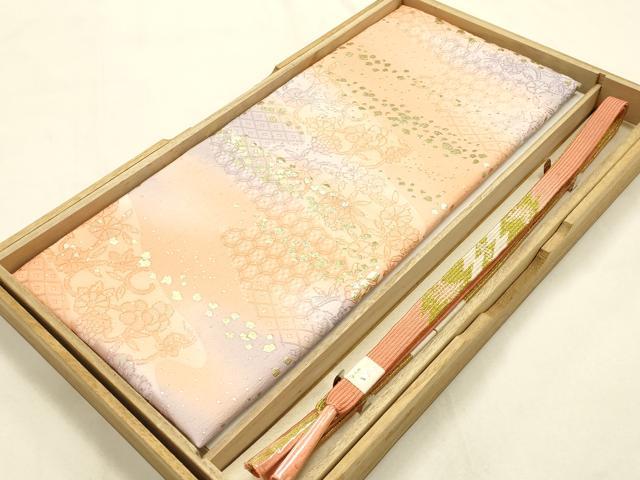 平和屋本店●和装小物　帯締め・帯揚げセット　高麗組　霞文　箔散らし　金糸　金彩　暈し染め　逸品　未使用　AABI2267ay