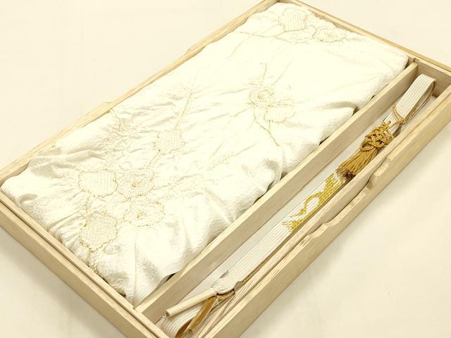 平和屋本店●和装小物　帯締め・帯揚げセット　礼装用　高麗組 綾出し　柄絞り　枝花文　金糸　金彩　亀房付き　逸品　未使用　AABI2275ay