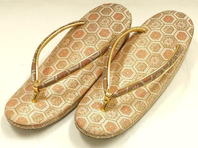 平和屋着物●和装小物　和装バッグ・草履セット　おき宗　佐賀錦　クラッチバッグ　花亀甲繋ぎ　金糸　逸品　AABI2318ay_5