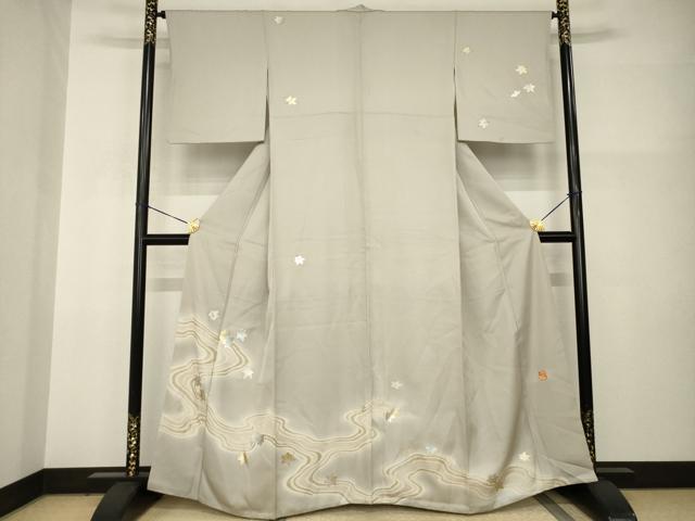 平和屋着物●金彩友禅作家　金彩の魔術師　堀省平　金煌織　訪問着　竜田川　金銀彩　正絹　逸品　AABI2429ck