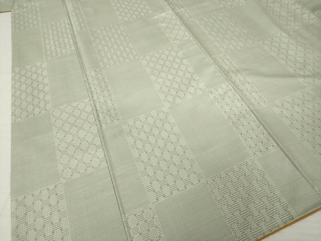 平和屋着物●本場大島紬　カタス7マルキ　市松文　秋名バラ柄　ロング丈　正絹　逸品　AABI2460ck_3