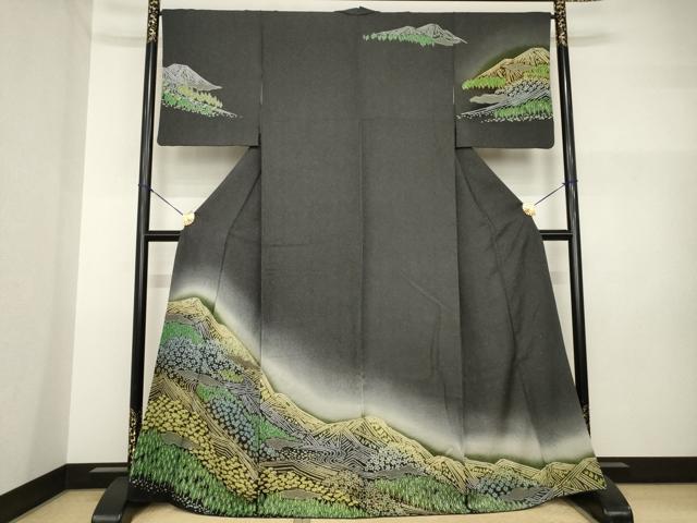 平和屋着物●訪問着　絞り　遠山文　金通し地　やまと誂製　正絹　逸品　AABI2462ck
