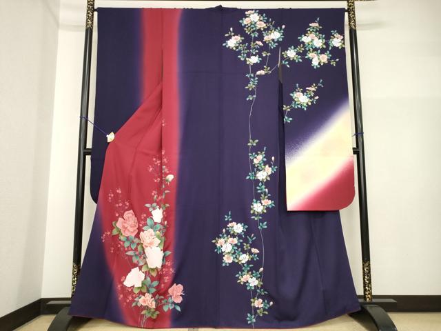 平和屋着物●豪華振袖　草花文　暈し染め　金彩　さが美扱い　正絹　逸品　AABI2474ck