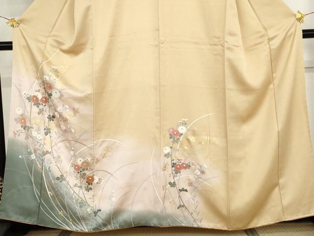 平和屋着物●訪問着　枝花文　暈し染め　金彩　正絹　逸品　AABI2547cs_2