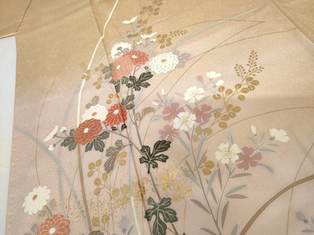 平和屋着物●訪問着　枝花文　暈し染め　金彩　正絹　逸品　AABI2547cs_3