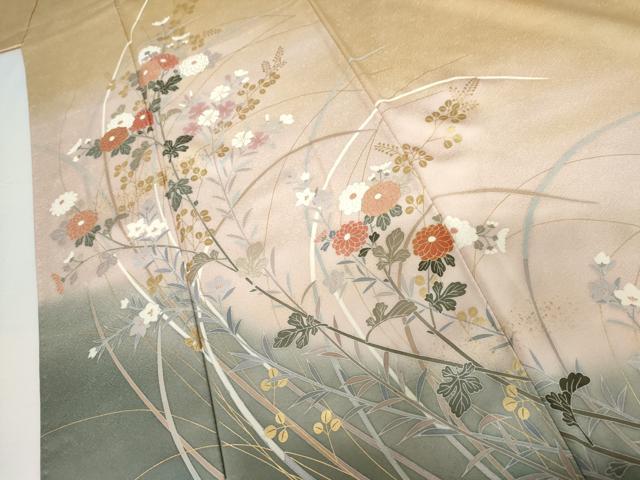 平和屋着物●訪問着　枝花文　暈し染め　金彩　正絹　逸品　AABI2547cs_4