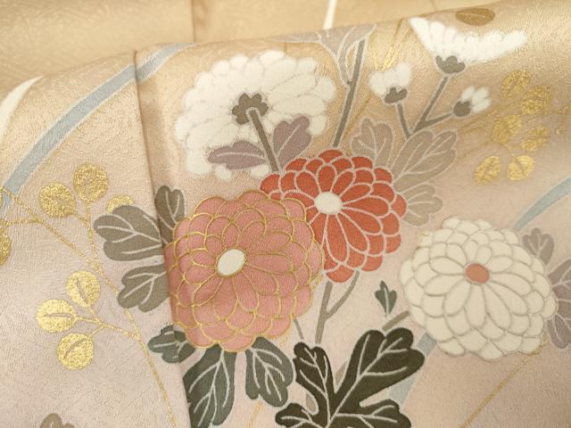 平和屋着物●訪問着　枝花文　暈し染め　金彩　正絹　逸品　AABI2547cs_6