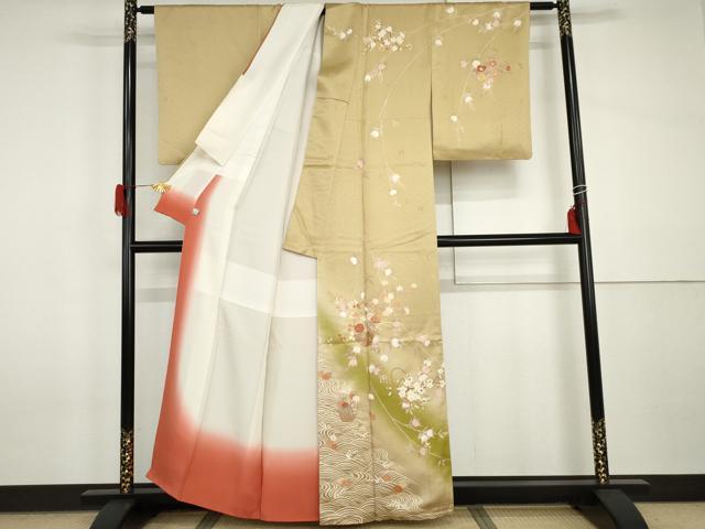 平和屋着物●十日町老舗ブランド　吉澤友禅　吾妻徳穂　訪問着　刺繍　花籠文　暈し染め　金彩　鈴乃屋扱い　正絹　逸品　AABI2565cs_1
