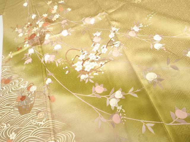 平和屋着物●十日町老舗ブランド　吉澤友禅　吾妻徳穂　訪問着　刺繍　花籠文　暈し染め　金彩　鈴乃屋扱い　正絹　逸品　AABI2565cs_4