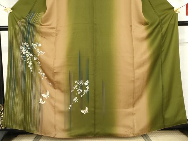 平和屋着物●訪問着　花蝶文　暈し染め　金彩　正絹　逸品　AABI2566cs_2
