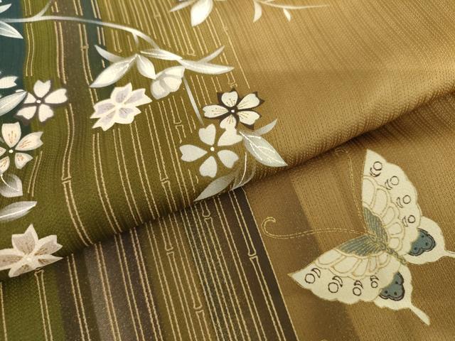 平和屋着物●訪問着　花蝶文　暈し染め　金彩　正絹　逸品　AABI2566cs_5