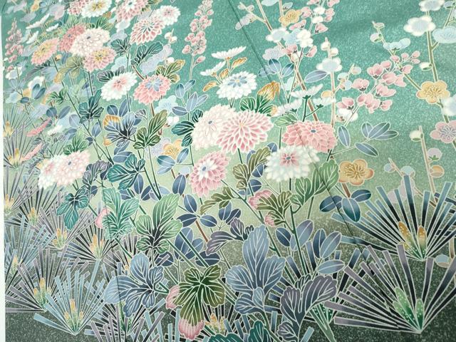 平和屋着物●訪問着　鴛鴦枝花文　暈し染め　金彩　正絹　逸品　未使用　AABI2575cs_4