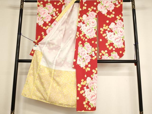 平和屋着物[]七五三　女の子　７歳　祝着　四つ身　pom ponette　舞花文　犬　洗える着物　未使用　AABI2645ja_1