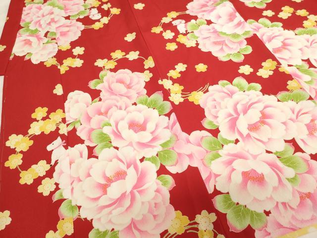平和屋着物[]七五三　女の子　７歳　祝着　四つ身　pom ponette　舞花文　犬　洗える着物　未使用　AABI2645ja_2