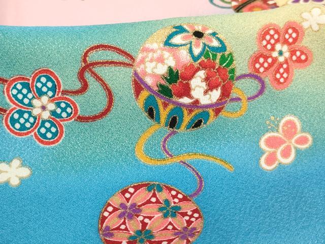平和屋着物[]七五三　女の子　３歳　祝着　三つ身　被布セット　花手毬文　金彩　AABI2703ja_4