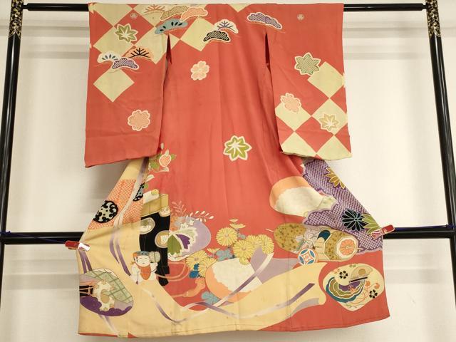 平和屋着物[]アンティーク　大正ロマン　お宮参り　女の子　祝着　産着　初着　のしめ　駒刺繍　童子　貝合せ花文　逸品　AABI2729ja 28,470円