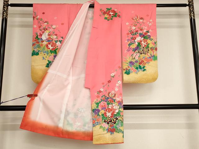 平和屋着物[]七五三　女の子　３歳　祝着　三つ身　長襦袢（単衣）セット　花車舞蝶文　暈し染め　金彩　AABI2737ja_1