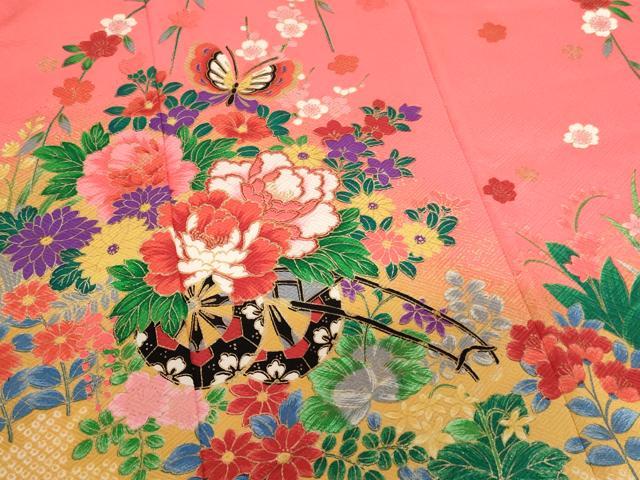 平和屋着物[]七五三　女の子　３歳　祝着　三つ身　長襦袢（単衣）セット　花車舞蝶文　暈し染め　金彩　AABI2737ja_3