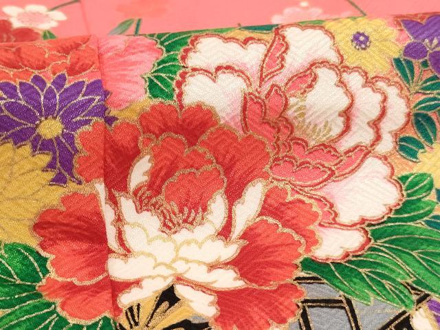 平和屋着物[]七五三　女の子　３歳　祝着　三つ身　長襦袢（単衣）セット　花車舞蝶文　暈し染め　金彩　AABI2737ja_5