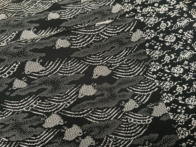 平和屋着物●お召　立波間道　千鳥　黒地　正絹　逸品　AABI2981ph_5