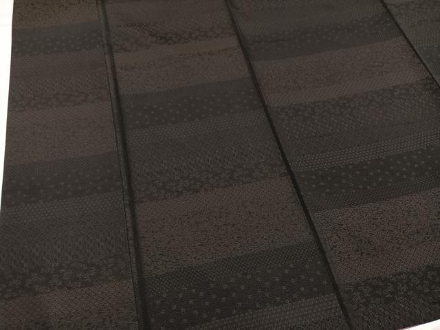 平和屋着物●お召　横段花文　黒地　さが美扱い　正絹　逸品　AABI2994ph_3