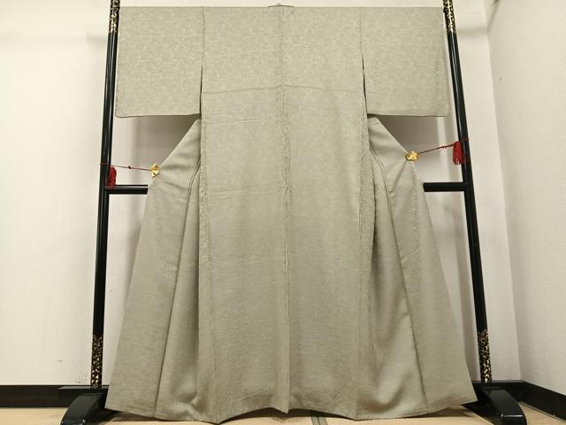平和屋着物●紋屋井関　色無地　桐竹紋　白橡色　正絹　逸品　AABI3003ph_1