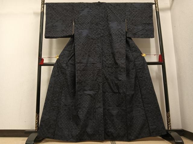 平和屋着物●本場結城紬　重要無形文化財　100亀甲　吉祥文　正絹　逸品　AABI3069ph_1