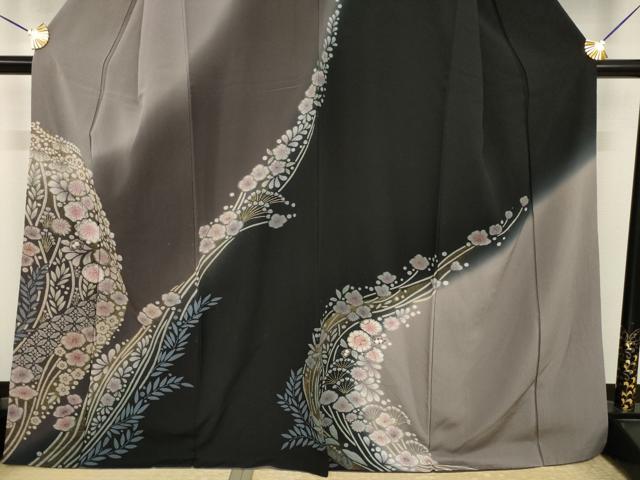 平和屋着物●訪問着　辻が花　舞花文　暈し染め　金彩　正絹　逸品　AABI4407ck_2