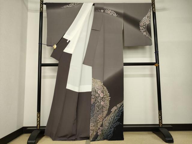 平和屋着物●訪問着　辻が花　舞花文　暈し染め　金彩　正絹　逸品　AABI4407ck_1