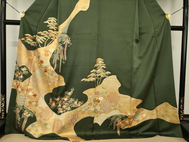 平和屋着物●訪問着　道永雪輪花文　摺り剥がし　金彩　ロング丈　正絹　逸品　AABI4433ck_2