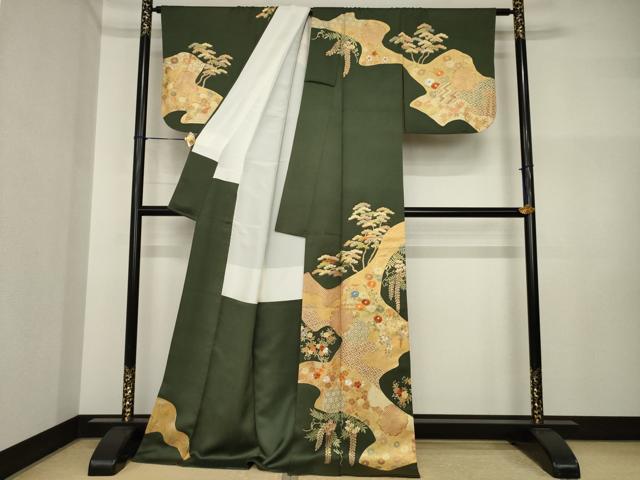 平和屋着物●訪問着　道永雪輪花文　摺り剥がし　金彩　ロング丈　正絹　逸品　AABI4433ck_1