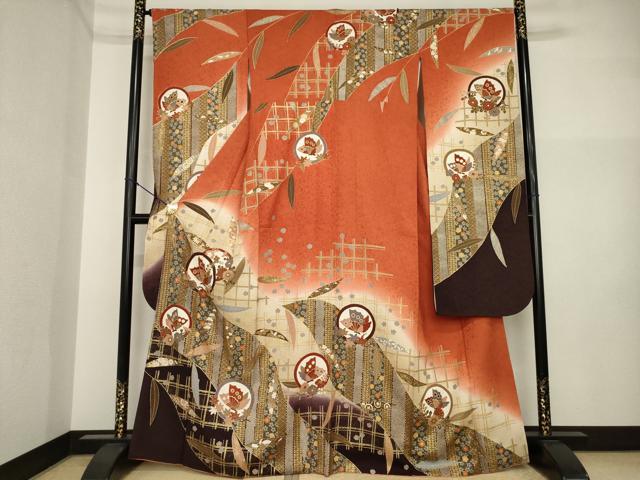 平和屋着物●豪華振袖　駒刺繍　花蝶丸文　金彩　正絹　逸品　AABI4465ck 35,490円