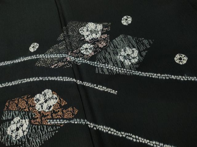 平和屋着物●訪問着　絞り　舞花文　黒地　金彩　正絹　逸品　未使用　AABI4504ck_3