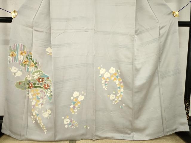 平和屋着物●訪問着　辻が花　刺繍　舞花文　正絹　逸品　AABI4509ck_2