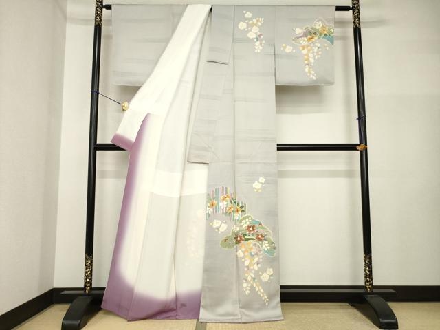 平和屋着物●訪問着　辻が花　刺繍　舞花文　正絹　逸品　AABI4509ck_1