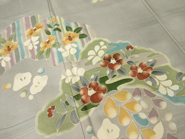 平和屋着物●訪問着　辻が花　刺繍　舞花文　正絹　逸品　AABI4509ck_3