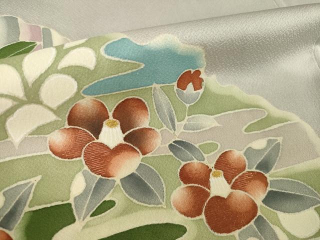 平和屋着物●訪問着　辻が花　刺繍　舞花文　正絹　逸品　AABI4509ck_5