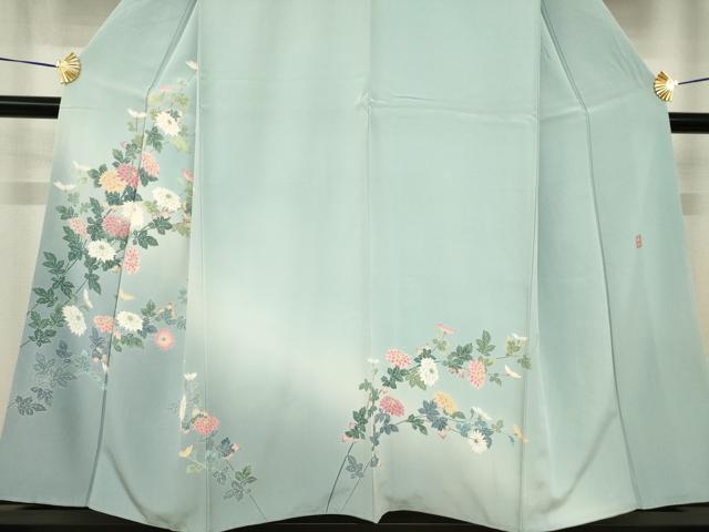 平和屋着物●十日町友禅　女流作家　遠田藤舟 　訪問着　草花文　暈し染め　正絹　逸品　AABI4556ck_2