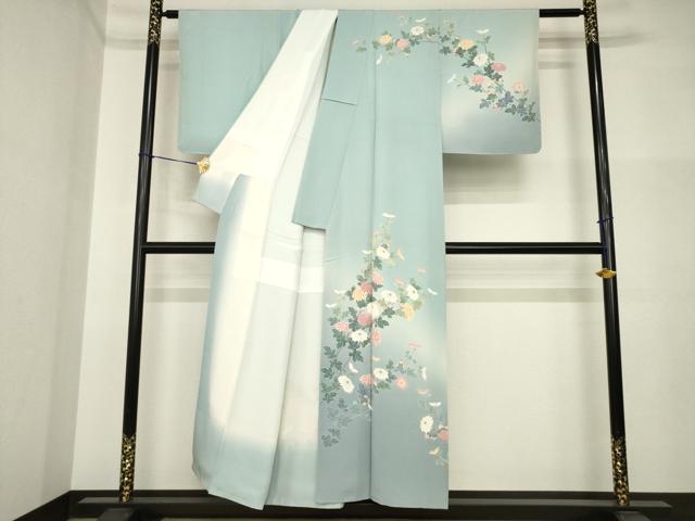 平和屋着物●十日町友禅　女流作家　遠田藤舟 　訪問着　草花文　暈し染め　正絹　逸品　AABI4556ck_1