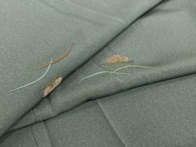 平和屋着物▽上質な小紋　単衣　総刺繍　芝松文　金糸　正絹　逸品　AABI4612jh 25,012円