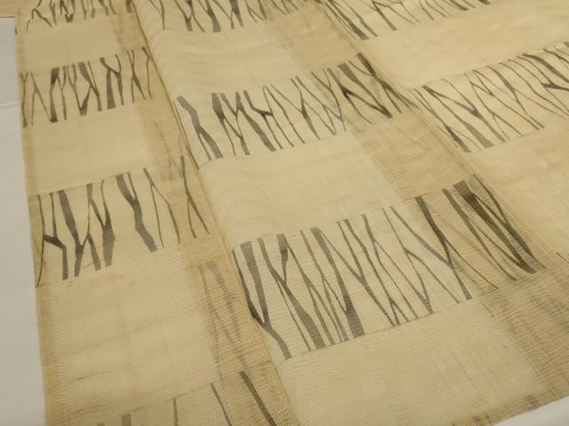 平和屋着物＊夏物　男性　紗紬　幾何学文様　キングサイズ　正絹　逸品　AABI4683jd_2