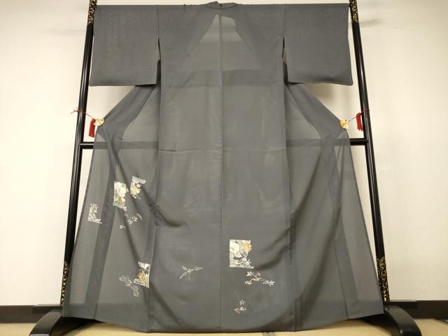平和屋着物＊夏物　訪問着　絽　流水草花文　金彩　正絹　逸品　AABI4781jd